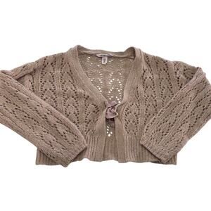Victoria's Secret Cardigan Womens Small Pink Cropped Tie‎ Front Open Knit Bolero